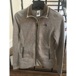 Woman's Size XS The North Face Sweater Zip-Up Beige Long Sleeves